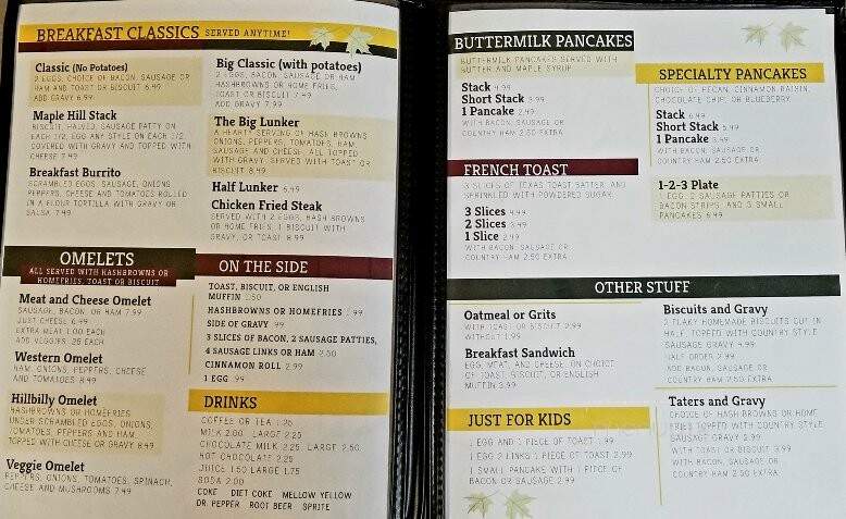 Maple Hill Restaurant - Cape Fair, MO menu_pic