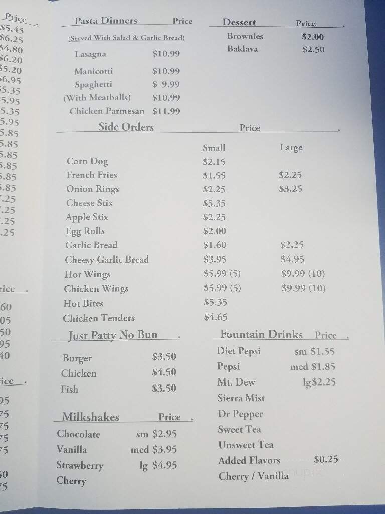 George's Take-Out - Smyrna, NC menu_pic