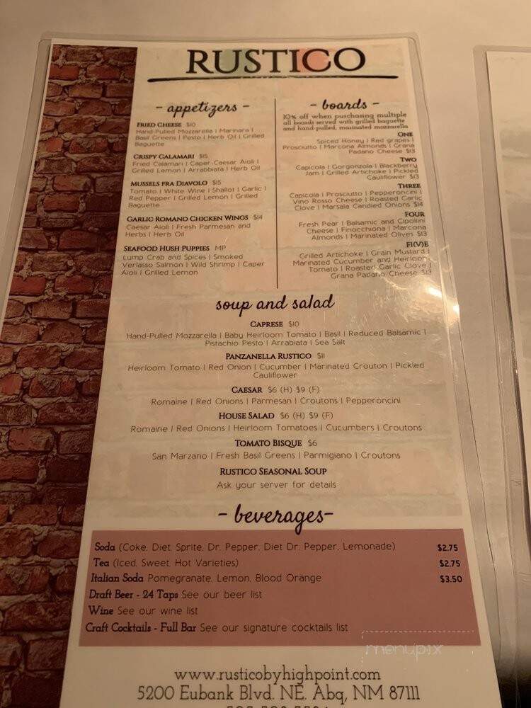 Rustico Italian Kitchen - Albuquerque, NM menu_pic