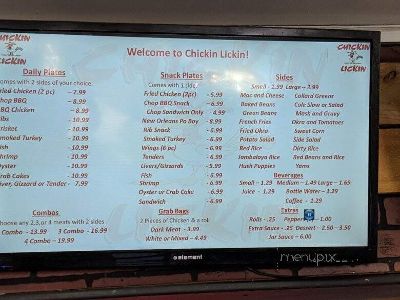 Chickin Lickin - Hardeeville, SC menu_pic
