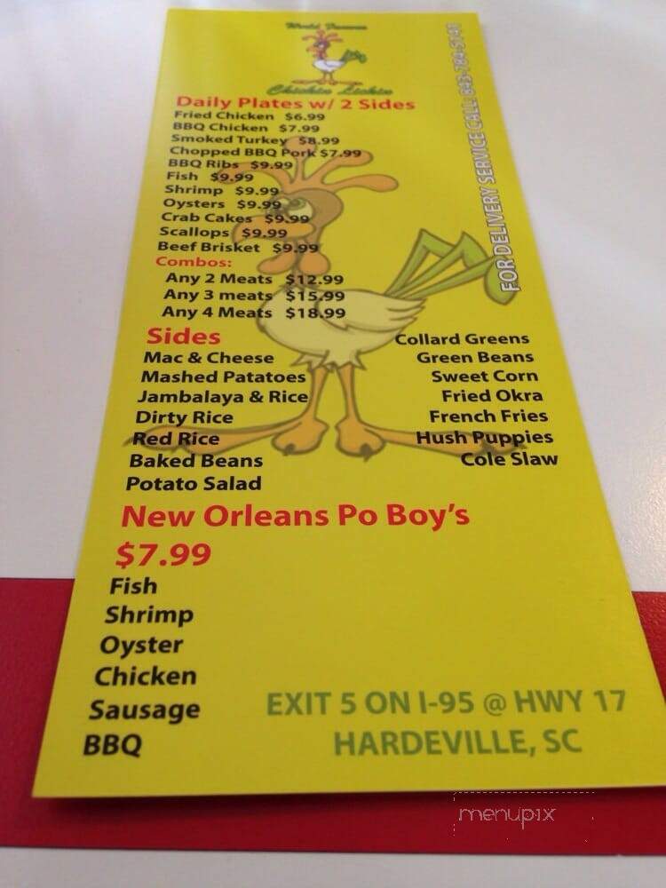 Chickin Lickin - Hardeeville, SC menu_pic