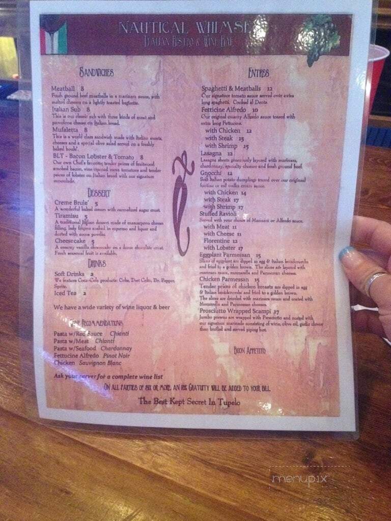 Nautical Whimsey - Tupelo, MS menu_pic