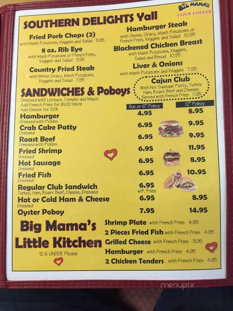 Big Mama's Cajun Kitchen - Poplarville, MS menu_pic