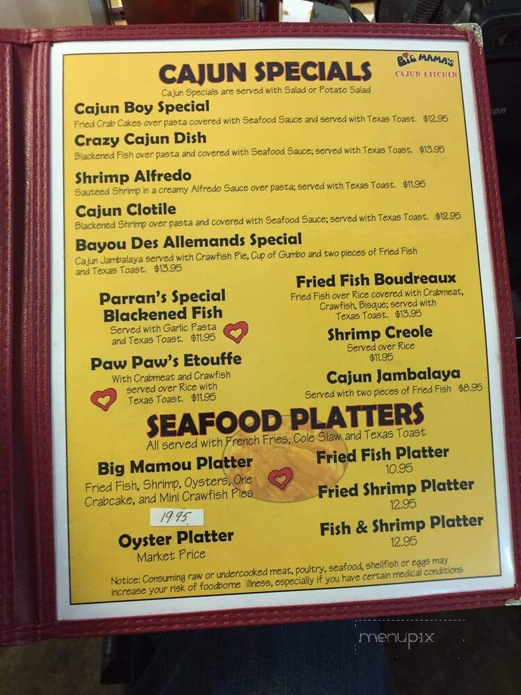 Big Mama's Cajun Kitchen - Poplarville, MS menu_pic