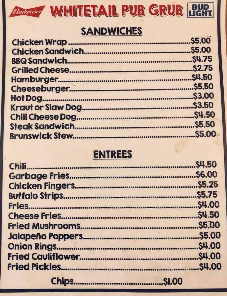 Whitetail Pub - Lagrange, GA menu_pic