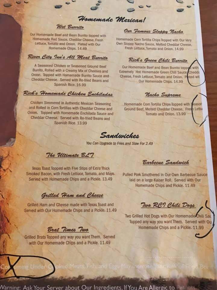 River City Inn - Branch, MI menu_pic
