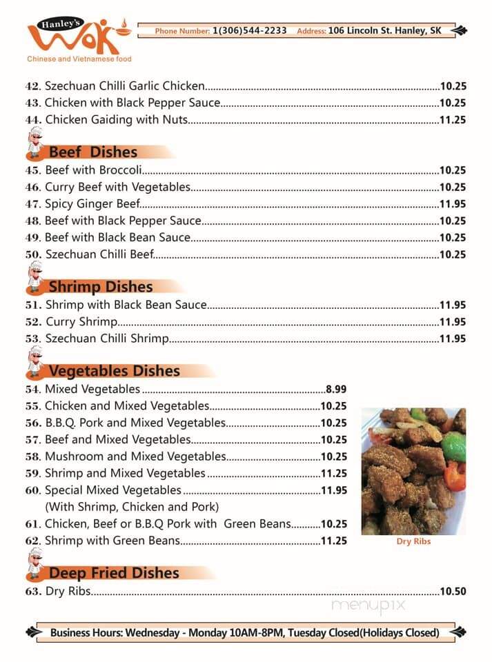 Hanley Cafe - Hanley, SK menu_pic