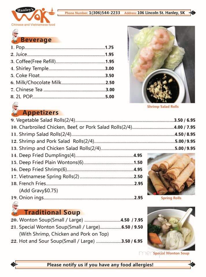 Hanley Cafe - Hanley, SK menu_pic