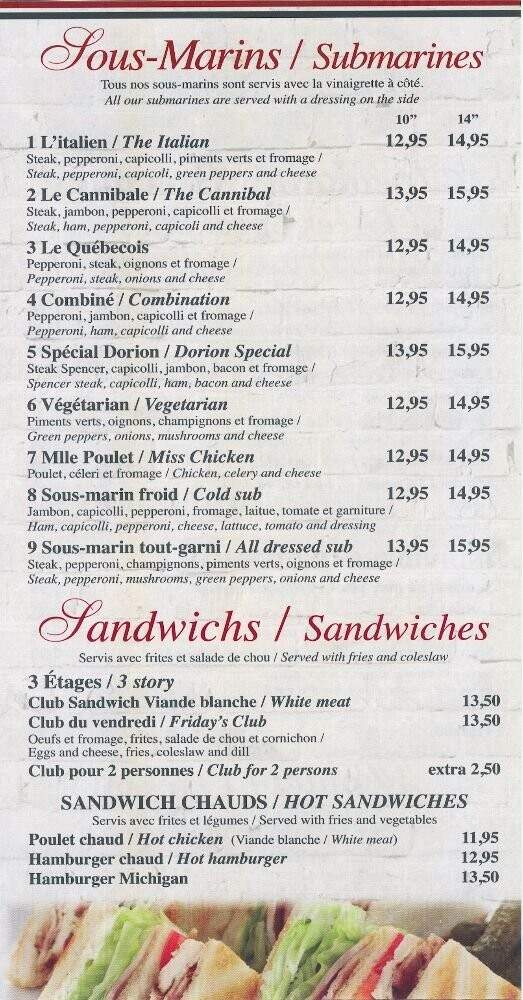 Dorion Pizzaria - Vaudreuil-Dorion, QC menu_pic