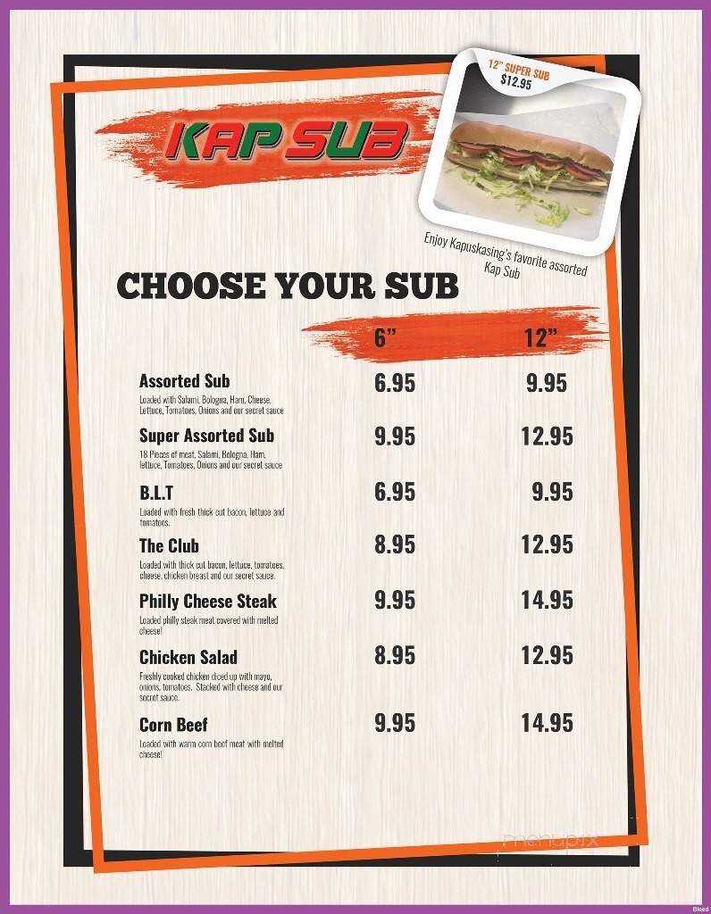 Bidule Restaurant - Kapuskasing, ON menu_pic