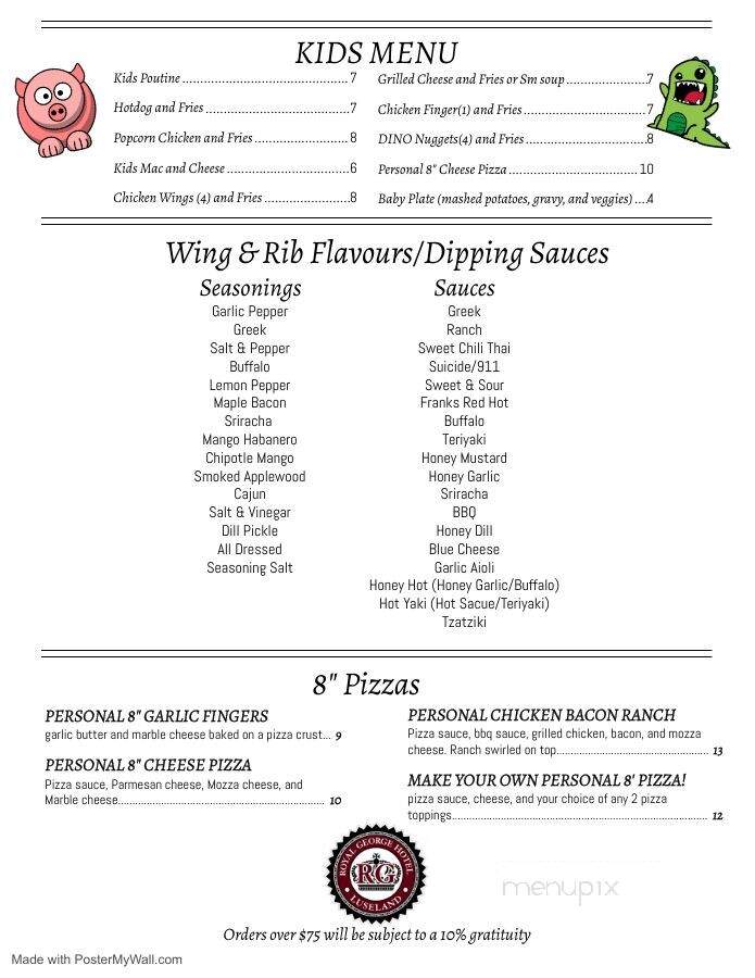 Royal George Hotel - Luseland, SK menu_pic