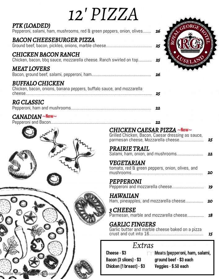 Royal George Hotel - Luseland, SK menu_pic