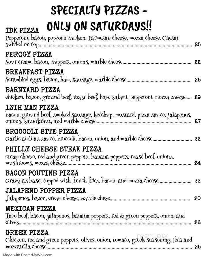 Royal George Hotel - Luseland, SK menu_pic