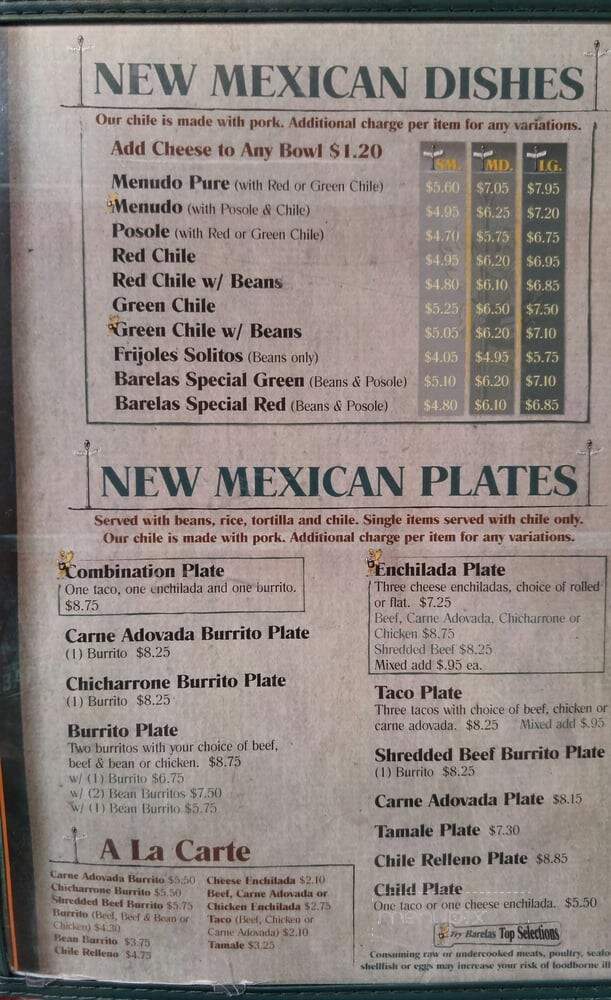 Barelas Coffee House - Albuquerque, NM menu_pic