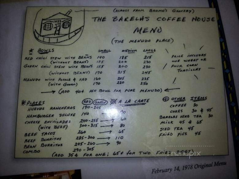 Barelas Coffee House - Albuquerque, NM menu_pic