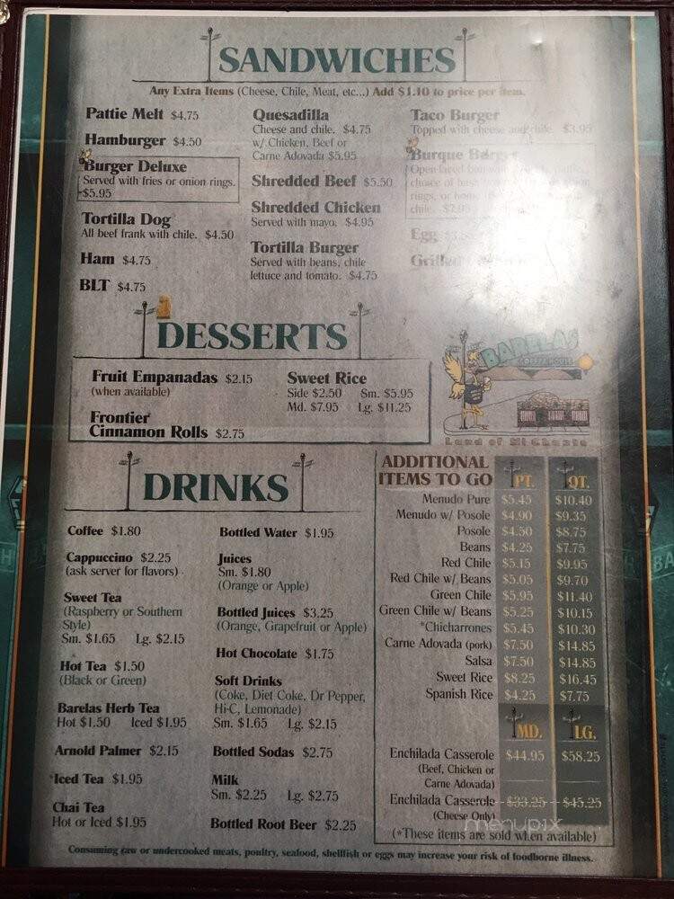 Barelas Coffee House - Albuquerque, NM menu_pic