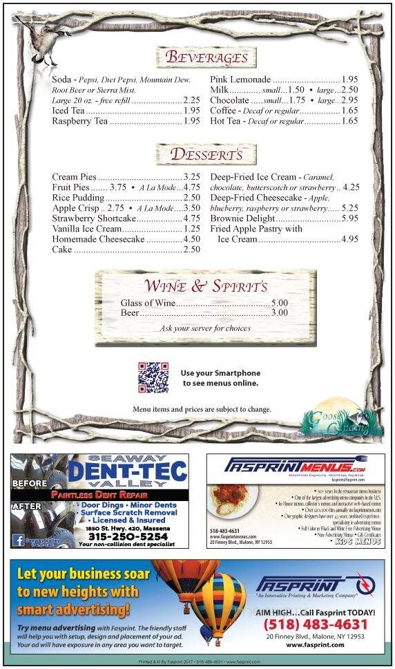 Goose Landing Restaurant - Winthrop, NY menu_pic