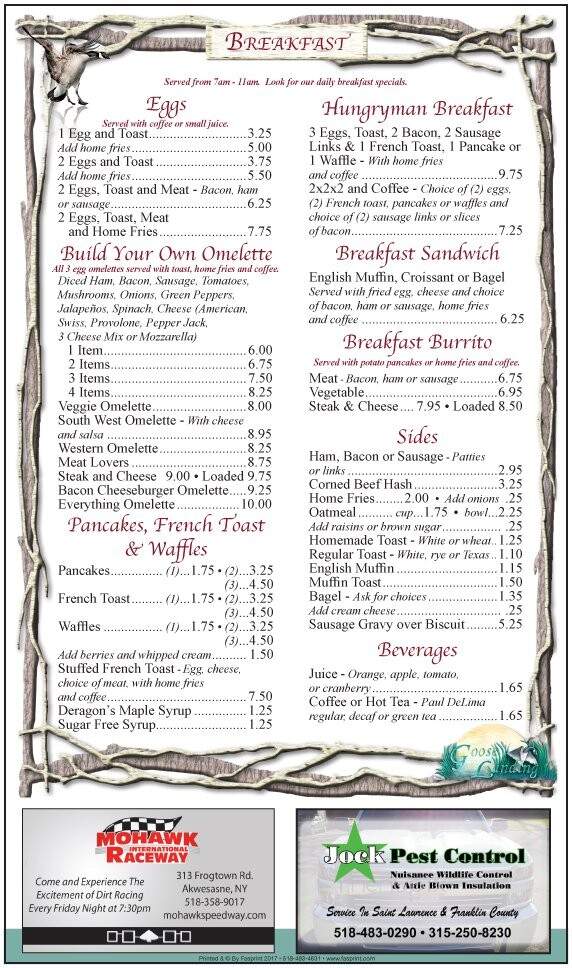 Goose Landing Restaurant - Winthrop, NY menu_pic