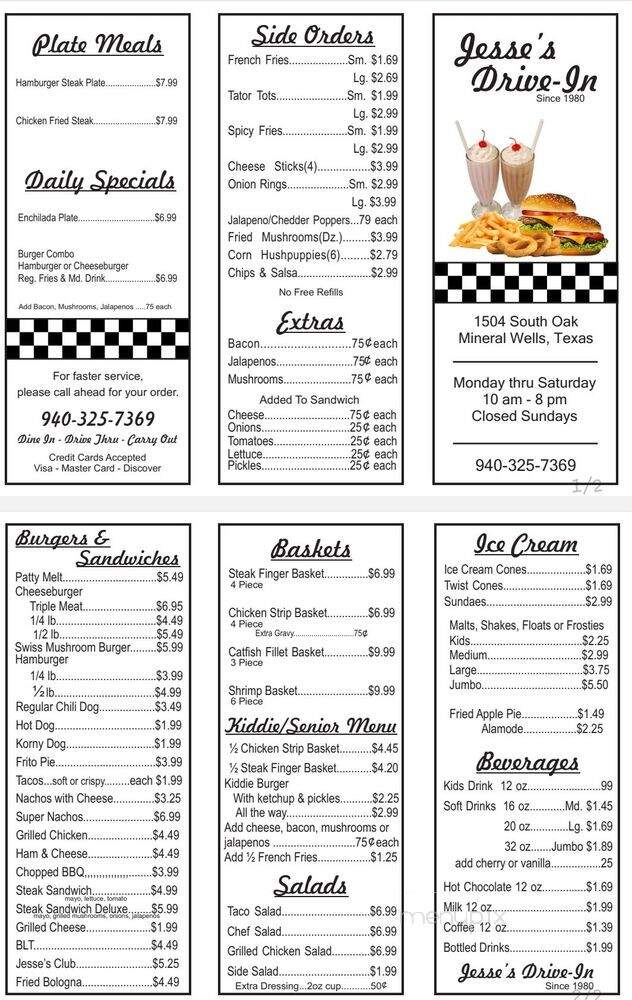 Jesse's Drive In - Mineral Wells, TX menu_pic