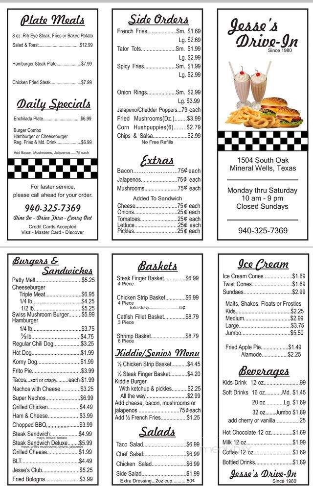 Jesse's Drive In - Mineral Wells, TX menu_pic