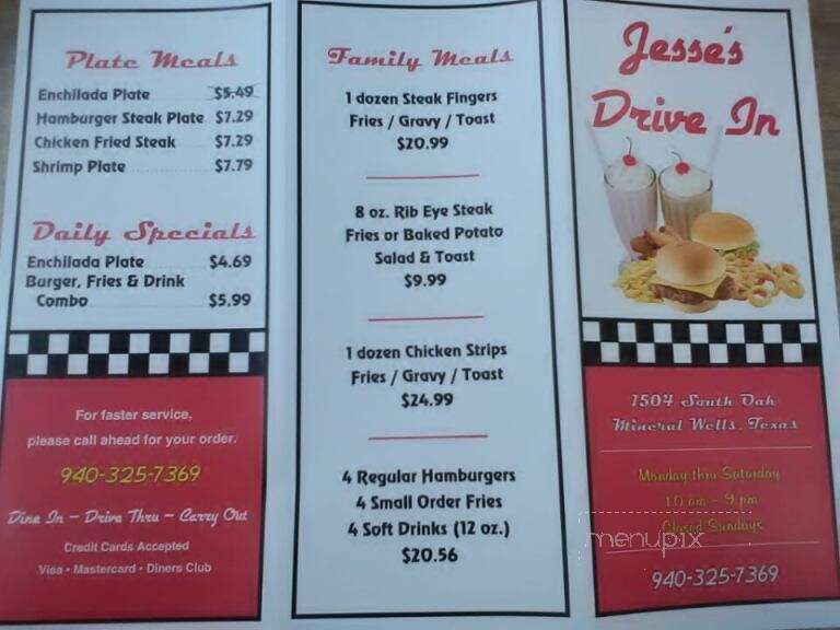 Jesse's Drive In - Mineral Wells, TX menu_pic