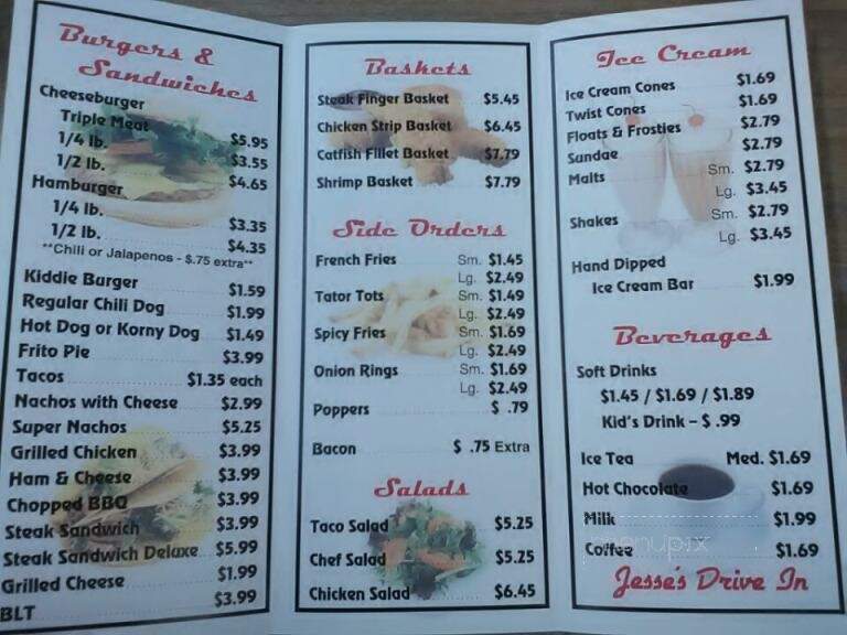 Jesse's Drive In - Mineral Wells, TX menu_pic