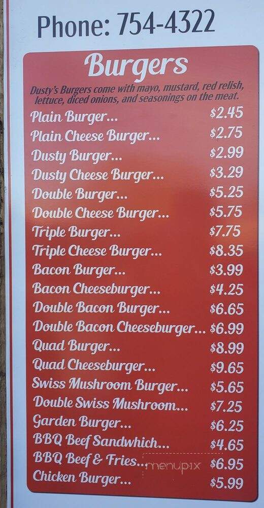 Dusty's In-N-Out - Ephrata, WA menu_pic