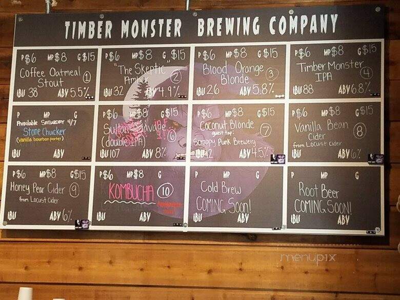 Timber Monster Brewing Company - Sultan, WA menu_pic