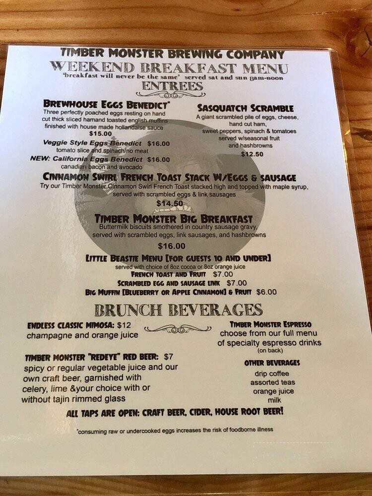 Timber Monster Brewing Company - Sultan, WA menu_pic