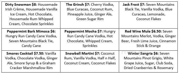 Seven Mountains Wine Bar & Stonefly Cafe - Reedsville, PA menu_pic