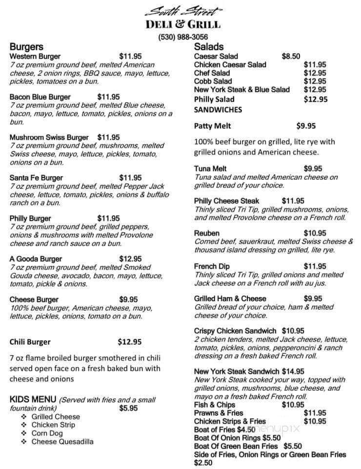 South Street Deli & Grill - Orland, CA menu_pic