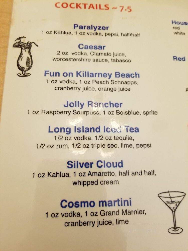 Blarney Stone Pub & Restaurant - Killarney, MB menu_pic