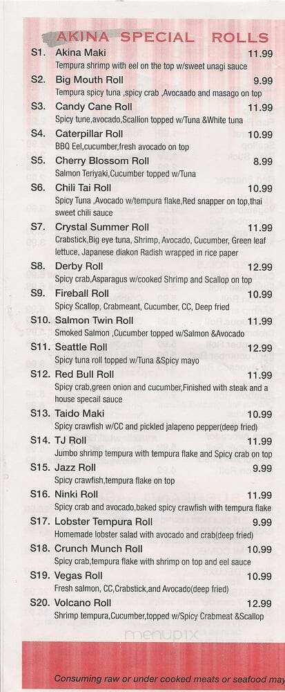 Akina - Lancaster, SC menu_pic