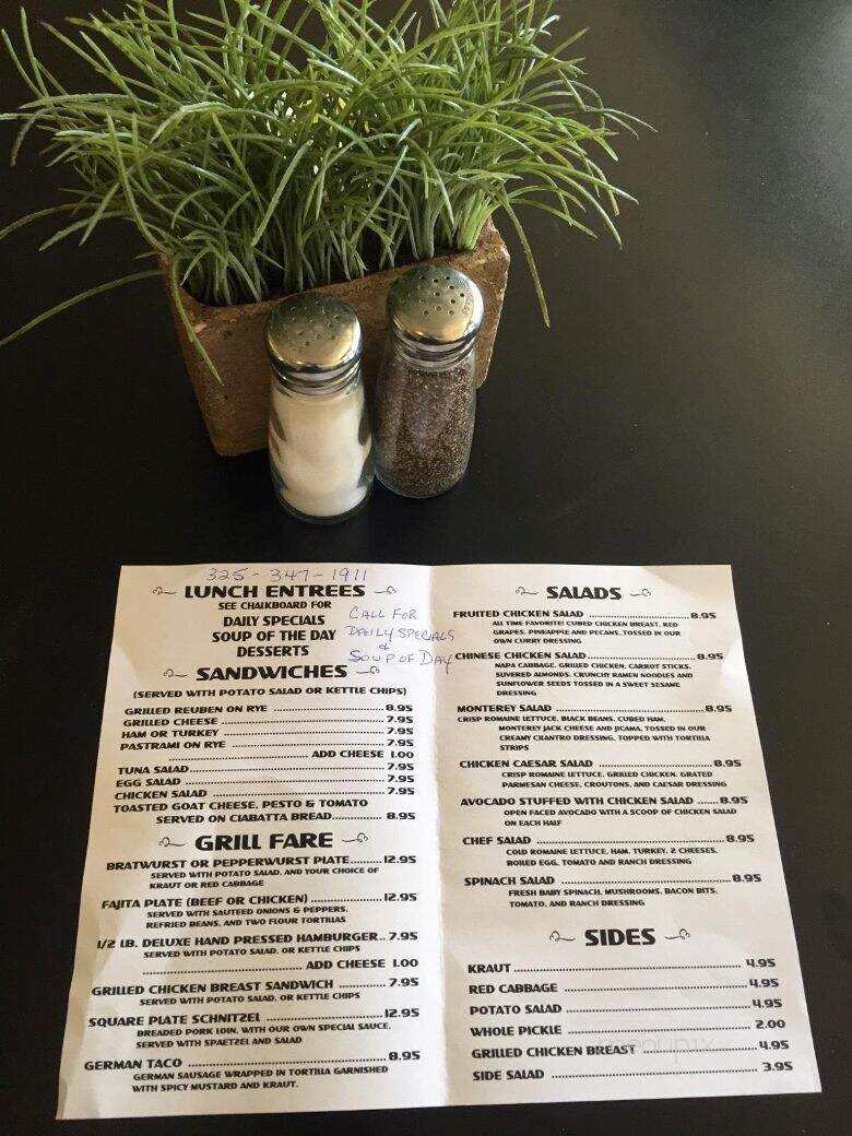 Square Plate Deli - Mason, TX menu_pic