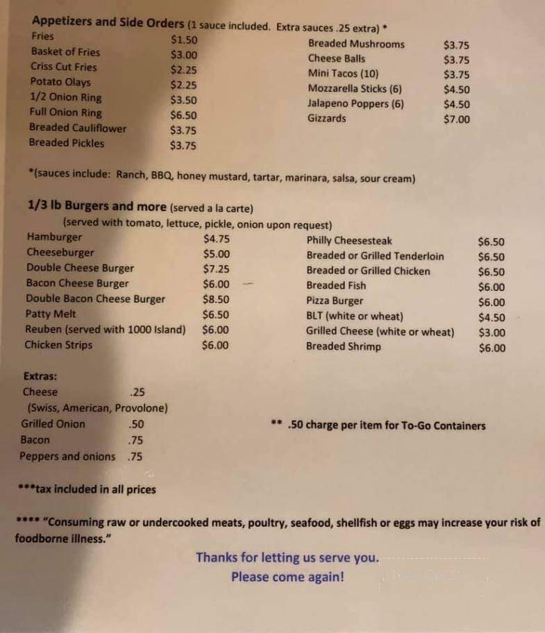South Side Food & Spirits - Monroe, IA menu_pic