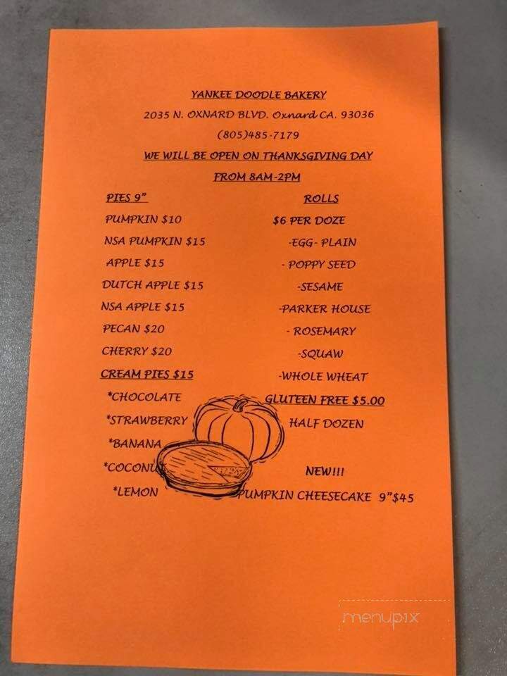 Yankee Doodle Bakery - Oxnard, CA menu_pic