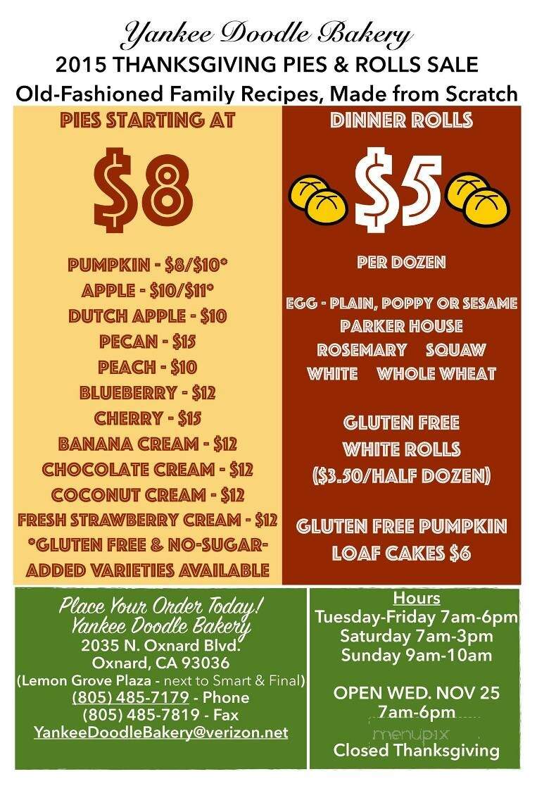 Yankee Doodle Bakery - Oxnard, CA menu_pic