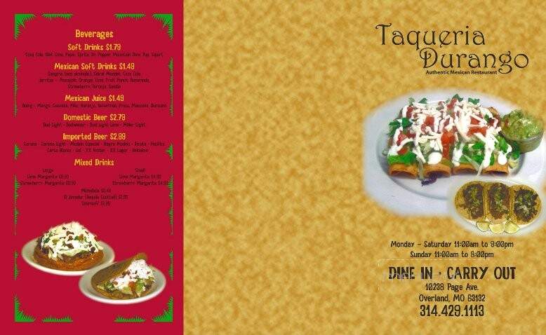 Taqueria Durango Mexican Restaurant - Overland, MO menu_pic