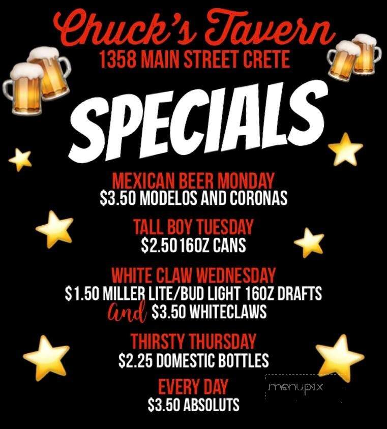 Chuck's Place - Crete, IL menu_pic