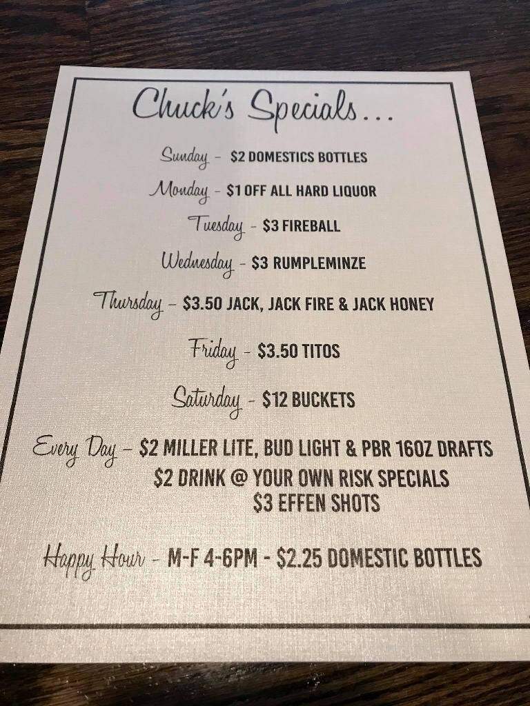Chuck's Place - Crete, IL menu_pic