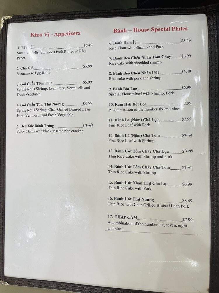 Dong Ba Restaurant - Houston, TX menu_pic