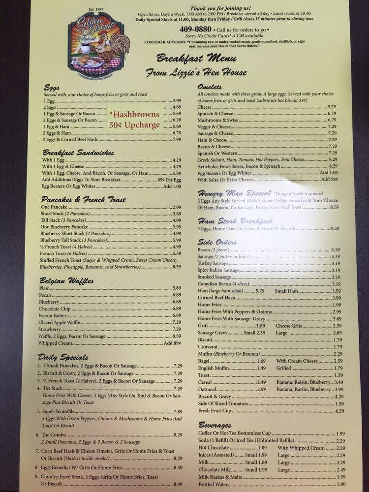 Golden Biscuit - New Smyrna Beach, FL menu_pic