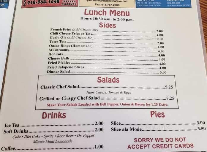 Pit Stop Cafe - Grove, OK menu_pic