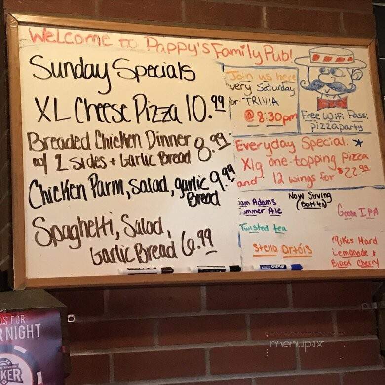 Pappy's Family Pub - Johnstown, PA menu_pic
