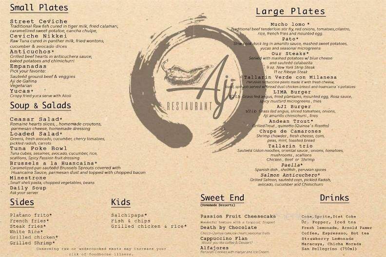 Aji Restaurant - Taos, NM menu_pic