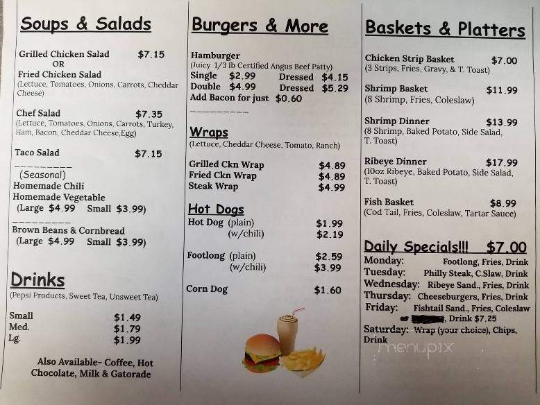 Frymans Hilltop Grill - Cynthiana, KY menu_pic