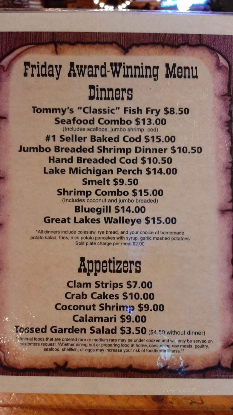 Tommy's Roadhouse saloon - Redgranite, WI menu_pic