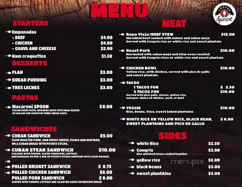 Copper Spoon - Jacksonville, FL menu_pic