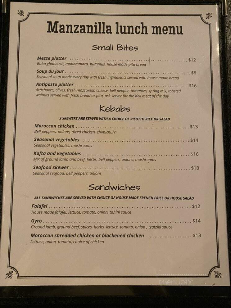 Manzanilla - Eureka, CA menu_pic