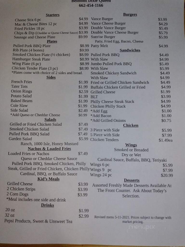 Belmont Dixie Queen - Belmont, MS menu_pic